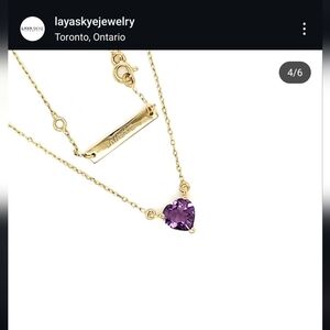 LAYASKYE Heart Shaped Amethyst Rose Gold Necklace
